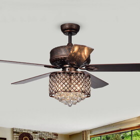 Warehouse of Tiffany CFL-8316REMO/RB Pshita 22 in. 3-Light Indoor Bronze Finish Remote Controlled Ceiling Fan with Light Kit