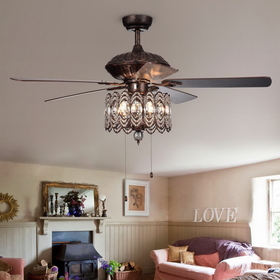 Warehouse of Tiffany CFL-8324RB Copper Grove Dejes 52-in. Rustic Bronze Chandelier Ceiling Fan with Crystal Shade