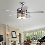 Warehouse of Tiffany CFL-8333CH Davrin 5-Blade 52-Inch Chrome Lighted Ceiling Fans with 3-Light Crystal Drum Lamp (Optional Remote)