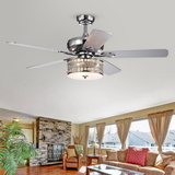 Warehouse of Tiffany CFL-8333REMO Davrin 5-Blade 52-Inch Chrome Lighted Ceiling Fans with 3-Light Crystal Drum Lamp (Optional Remote)