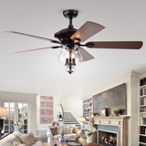 Warehouse of Tiffany CFL-8348REMO Topher 52-Inch 5-Blade Antique Bronze Lighted Ceiling Fans with Clear Glass Shade (Remote Controlled)