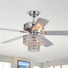 Warehouse of Tiffany CFL-8355REMO/CH Empire 52 in. 6-Light Indoor Chrome Finish Remote Controlled Ceiling Fan with Light Kit