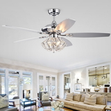 Warehouse of Tiffany CFL-8366REMO/CH Makore Chrome 52-inch Lighted Ceiling Fan with Crystal Shade (incl. Remote & 2 Color Option Blades)
