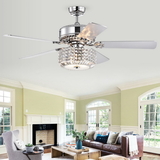 Warehouse of Tiffany CFL-8372REMO/CH Copper Grove Simitli Remote Control Reversible Blade Chrome 52-inch Lighted Ceiling Fan with Crystal Shade