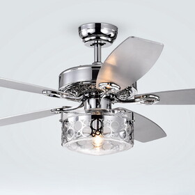 Warehouse of Tiffany CFL-8414REMO/CH Pamerine 52 in. 1-Light Indoor Chrome Finish Remote Controlled Ceiling Fan with Light Kit