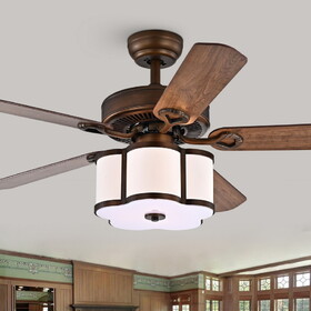 Warehouse of Tiffany CFL-8437SB Geloy 20 in. 3-Light Indoor Bronze Finish Remote Controlled Ceiling Fan with Light Kit