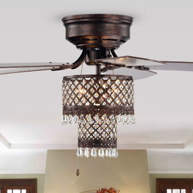 Warehouse of Tiffany CFL-8439RB Arin 52 in. 4-Light Indoor Bronze Finish Hand Pull Chain Ceiling Fan with Light Kit