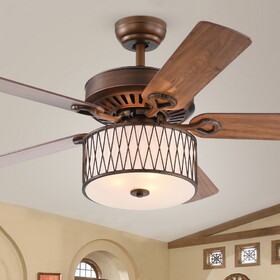 Warehouse of Tiffany CFL-8454REMO/SB Jan 52 in. 3-Light Indoor Bronze Finish Remote Controlled Ceiling Fan with Light Kit