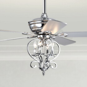 Warehouse of Tiffany CFL-8500REMO/CH Kayla 52 in. 4-Light Indoor Chrome Finish Ceiling Fan with Light Kit