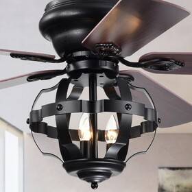 Warehouse of Tiffany CFL-8501REMO/MB Haley 52 in. 3-Light Indoor Black Finish Ceiling Fan with Light Kit