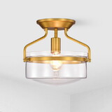 Warehouse of Tiffany CM018/1AGB Byron 13 in. 1-Light Indoor Aged Brass Finish Semi-Flush Mount Ceiling Light