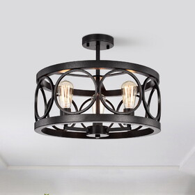 Warehouse of Tiffany CM135/3SS Shacer 17.72 in. 3-Light Indoor Black Finish Chandelier with Light Kit