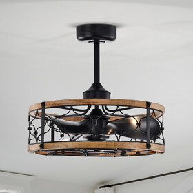 Warehouse of Tiffany DL01P43IB Cornelia 24 in. 5-Light Indoor Matte Black Finish Ceiling Fan with Light Kit