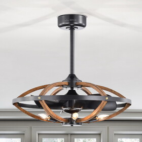 Warehouse of Tiffany DL03P02IS Dariin 28.3 in. 6-Light Indoor Matte Black Finish Ceiling Fan with Light Kit and Remote