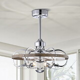 Warehouse of Tiffany DL03P38IC Davina 24.2 in. 6-Light Indoor Chrome Finish Ceiling Fan with Light Kit and Remote
