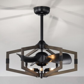 Warehouse of Tiffany DW01W27IB Nicklas 26 in. Indoor Black Finish Ceiling Fan with Light Kit and Remote