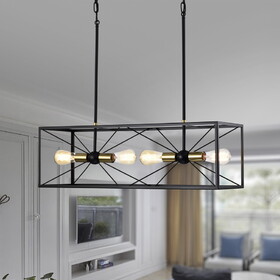 Warehouse of Tiffany FD10016/4KB Judith 32 in. 4-Light Indoor Matte Black and Gold Finish Chandelier with Light Kit