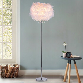 Warehouse of Tiffany FL1221 Mirjam 15.75 in. 1-Light Indoor Chrome Finish Floor Lamp with Light Kit