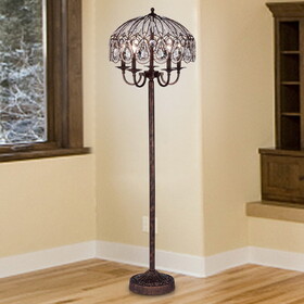 Warehouse of Tiffany FM003 Fridumar 61 in. 5-Light Indoor Bronze Finish Floor Lamp with Light Kit