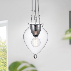 Warehouse of Tiffany HM032/1 Kristjan 10 in. 1-Light Indoor Chrome Finish Pendant Lamp with Light Kit