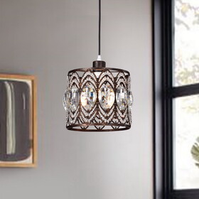 Warehouse of Tiffany HM061/1 Peredur 8 in. 1-Light Indoor Bronze Finish Pendant Lamp with Light Kit
