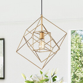 Warehouse of Tiffany HM085/1 Arabella 20 in. 1-Light Indoor Gold Finish Pendant Lamp with Light Kit