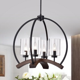 Warehouse of Tiffany HM103/4 Arden 22 in. 4-Light Indoor Black Finish Chandelier with Light Kit