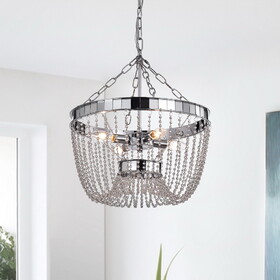Warehouse of Tiffany HM125/4 Gawren 16.1 in. 4-Light Indoor Chrome Finish Chandelier with Light Kit