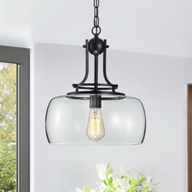 Warehouse of Tiffany HM153/1 Karha 15.75 in. 1-Light Indoor Black Finish Pendant Lamp with Light Kit