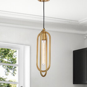 Warehouse of Tiffany HM155/1 Pristin 6 in. 1-Light Indoor Gold Finish Pendant Light with Light Kit