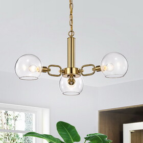 Warehouse of Tiffany HM158/3 Andres 27 in. 3-Light Indoor Gold Finish Chandelier with Light Kit