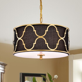 Warehouse of Tiffany HM162/3 Marcelo 16 in. 3-Light Indoor Matte Gold and Black Finish Chandelier with Light Kit