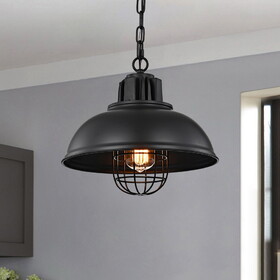 Warehouse of Tiffany HM163/1 Almonte 13 in. 1-Light Indoor Black Finish Pendant Light with Light Kit