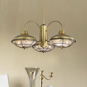 Warehouse of Tiffany HM181/3 Minny 33 in. 3-Light Indoor Brushed Bronze Finish Chandelier with Light Kit