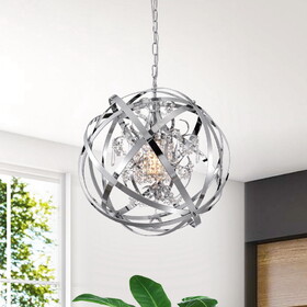 Warehouse of Tiffany HM234/1CH Luna 19 in. 1-Light Indoor Chrome Finish Chandelier with Light Kit