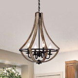 Warehouse of Tiffany HM244/4BXI Perkins 18 in. 4 -Light Indoor Matte Black Finish Chandelier with Light Kit