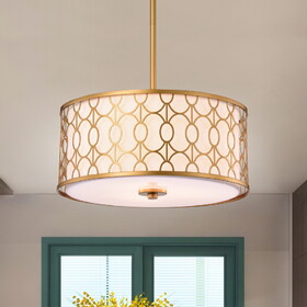 Warehouse of Tiffany HM245/3MG Corrigan 14 in. 3-Light Indoor Matte Gold Finish Chandelier with Light Kit