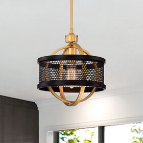 Warehouse of Tiffany HM249/1BXG Lorelei 11 in. 1-Light Indoor Matte Black and Gold Finish Chandelier with Light Kit