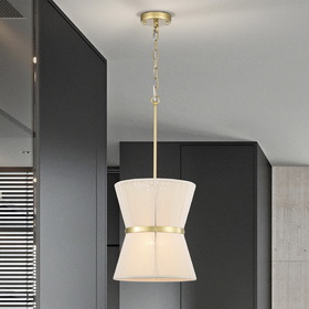 Warehouse of Tiffany IMP1212A/1GC Alice 12 in. 1-Light Indoor Brass and Ivory Thread Finish Pendant Light with Light Kit