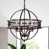 Warehouse of Tiffany IMP22/4MB Sario 19.69 in. 4-Light Indoor Black Finish Chandelier with Light Kit
