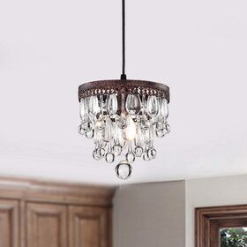 Warehouse of Tiffany IMP89H/1AC Shiroh 8 in. 1-Light Indoor Antique Copper Finish Hanging Pendant Light with Light Kit