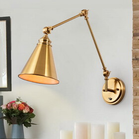 Warehouse of Tiffany IMW471A/1GOB Teluka 7 in. 1-Light Indoor Brass Finish Wall Lamp Sconce with Light Kit
