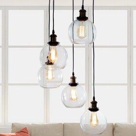 Warehouse of Tiffany LD4683-5 Deeni 22 in. 5-Light Indoor Black Finish Pendant Hanging Lamp with Light Kit