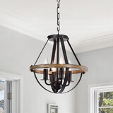 Warehouse of Tiffany MD04/4 Benny 14 in. 4-Light Indoor Matte Black Finish Chandelier with Light Kit