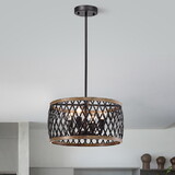 Warehouse of Tiffany MD09/4 Agustin 14 in. 4-Light Indoor Matte Black Finish Chandelier with Light Kit