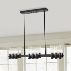 Warehouse of Tiffany MD46/18MB Edana 36 in. 18-Light Indoor Matte Black Finish Chandelier with Light Kit