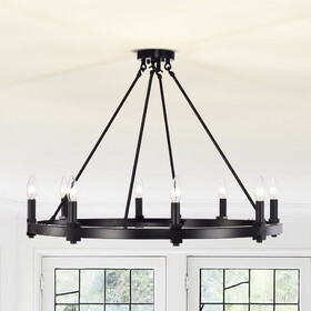 Warehouse of Tiffany MD64/8MB Casey 31.5 in. 8-Light Indoor Matte Black Finish Chandelier with Light Kit