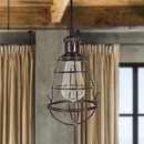 Warehouse of Tiffany P1702-1 Warehouse of Tiffany Burmane Blavk Metal Single Caged Edison Bulb Lamp Pendant