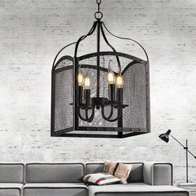 Warehouse of Tiffany P1726-4 Mirdra 15 in. 4-Light Indoor Black Finish Chandelier with Light Kit