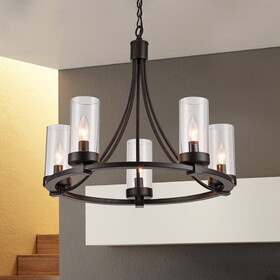 Warehouse of Tiffany P19002/5 Newton 21 in. 5-Light Indoor Black Finish Chandelier with Light Kit